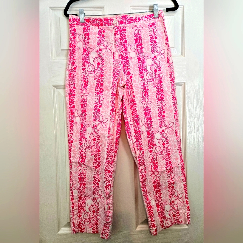 White Label Lilly Pulitzer Pants Womens Size 8 Pink Boardwalk Capri Beach Floral